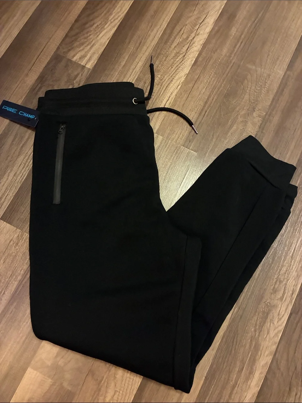 Men's Modern Black Slim Fit Joggers With Zipper Side Pockets- NWT